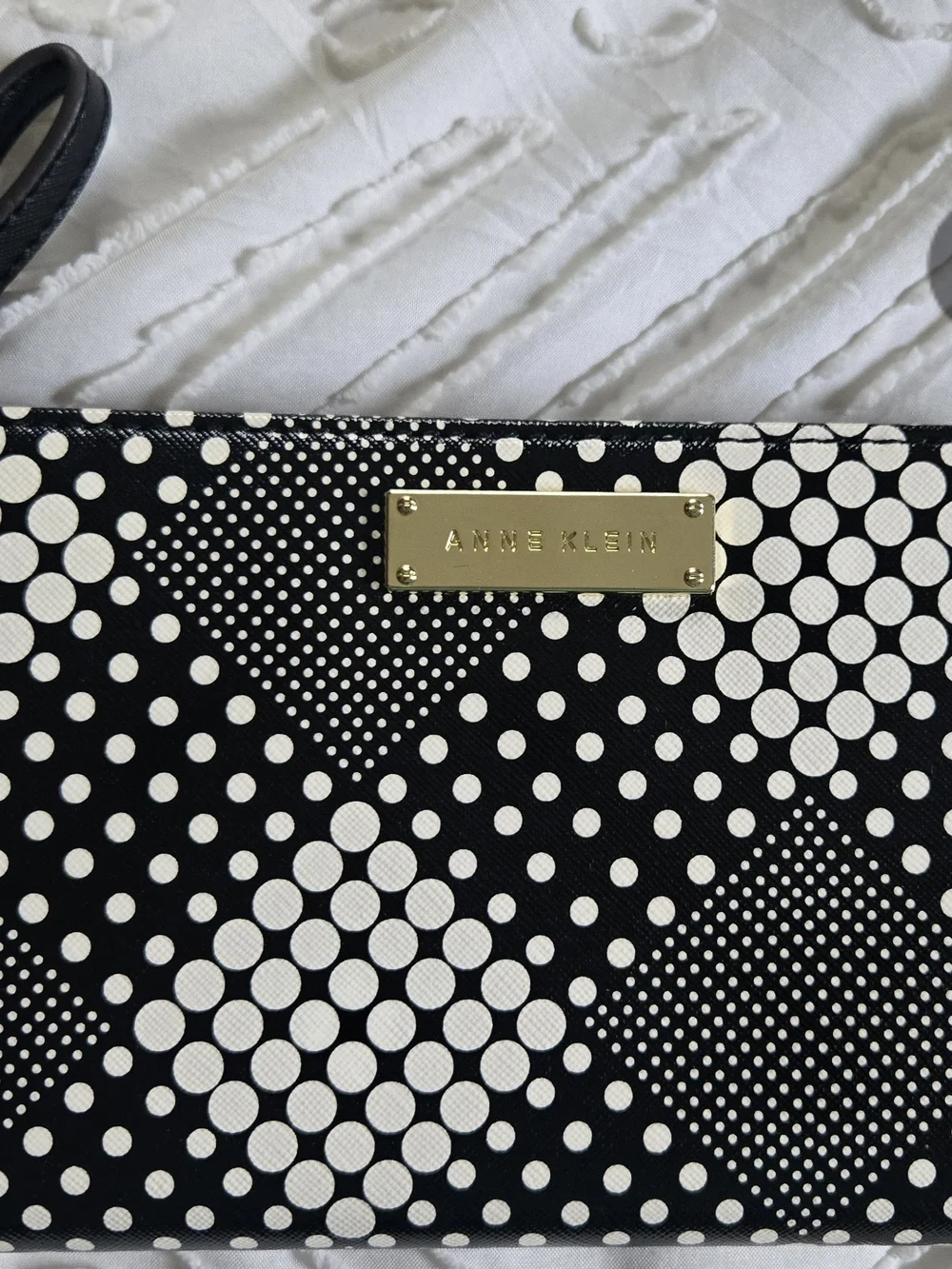 Anne Klein Black and White Polka Dot Wristlet